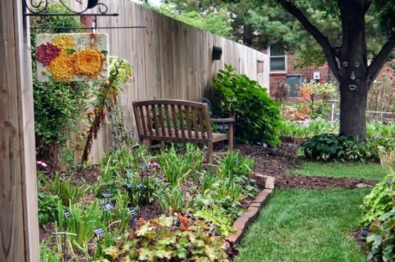 banco jardin adoquines muebles plantas