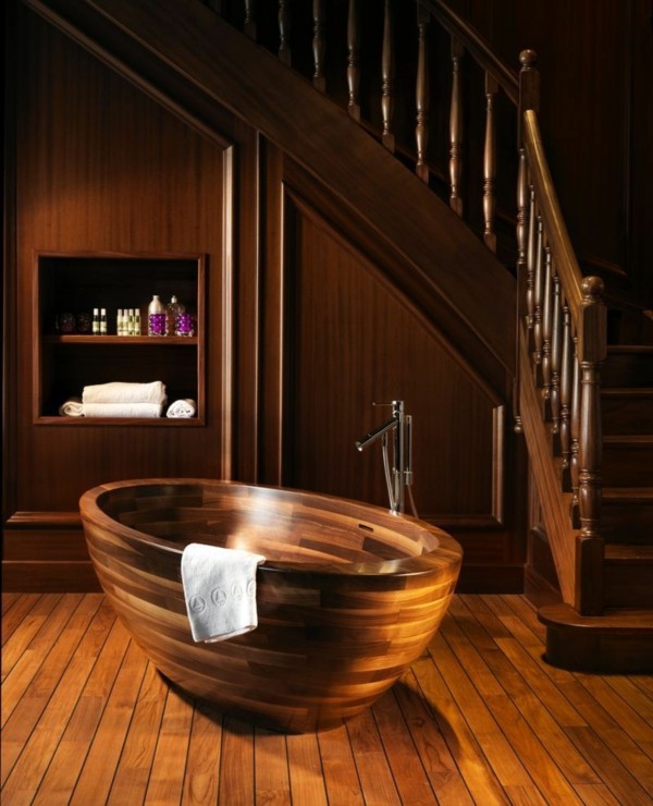 bañera madera todo madera escaleras