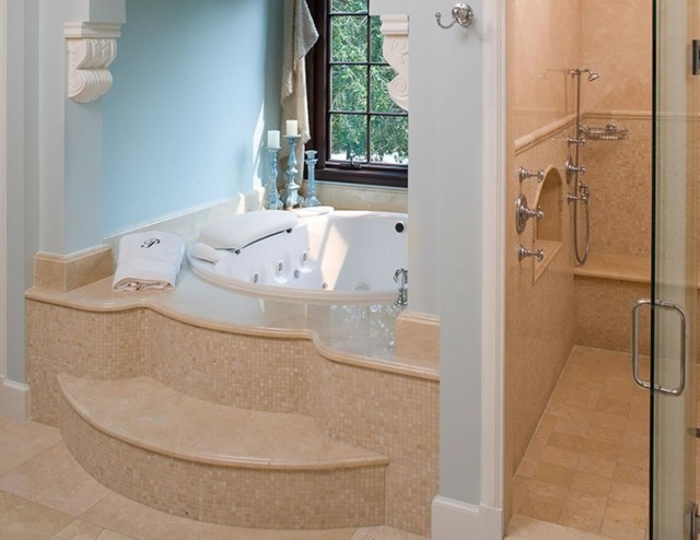 baño de diseño mosaico estilo mediterraneo ducha azul claro