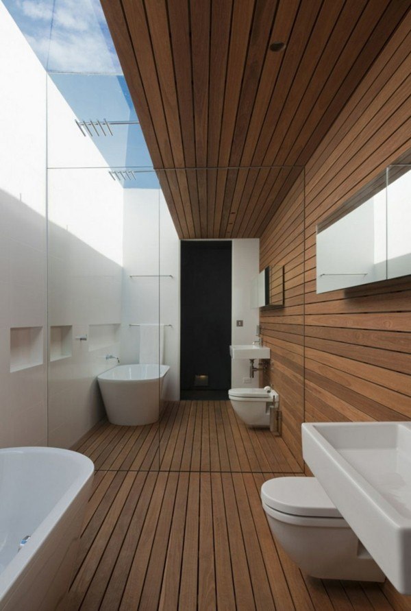 baño espejo madera suelo laminado