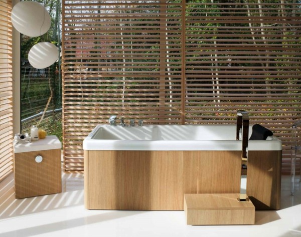 baño esterior laminado madera persianas