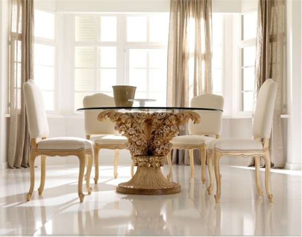 bonita mesa dorada beige clásica