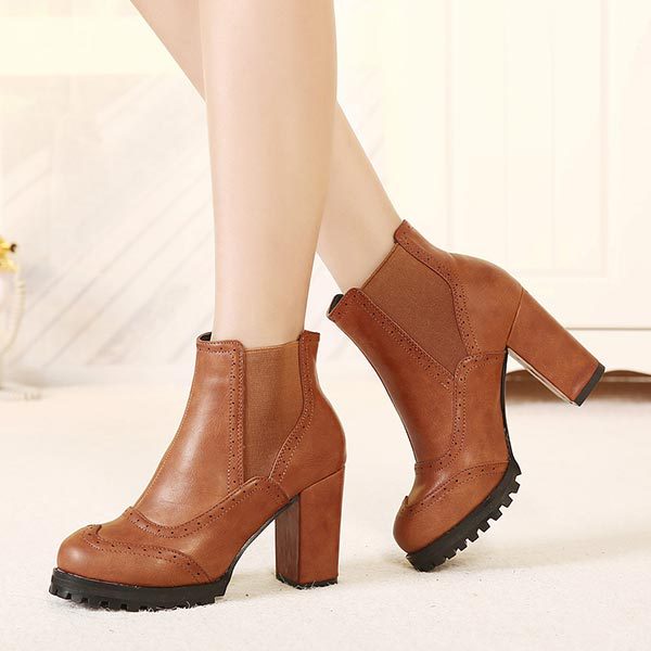 botas piel marrón plataforma