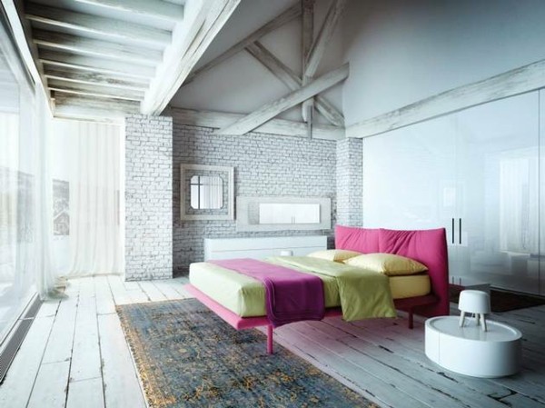 cama rosa fucsia amarillo blanco