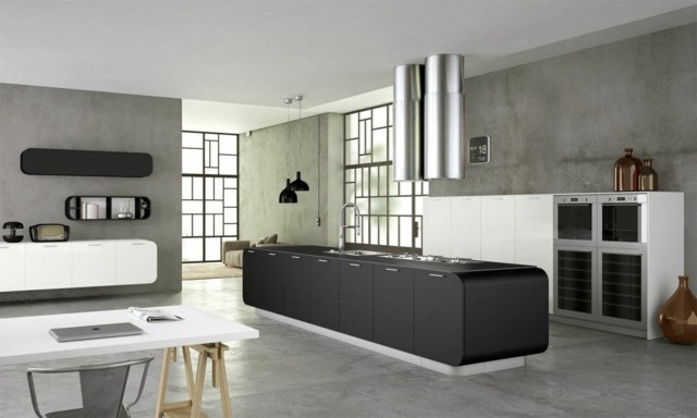 cocinas contemporaneas moderna blanco negro espaciosa