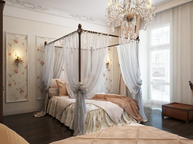 modernidad y belleza en el dormitorio colores crema cama dosel bonita moderna estilo