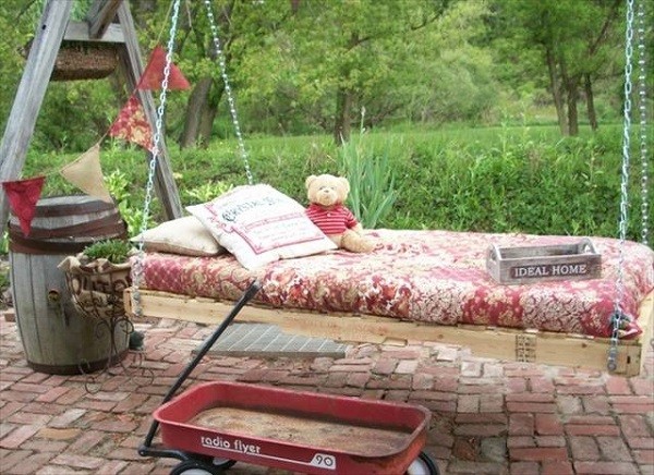 columpio jardin mueble palet cama