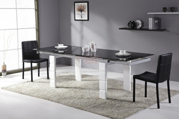 comedor mesa larga cristal moderna