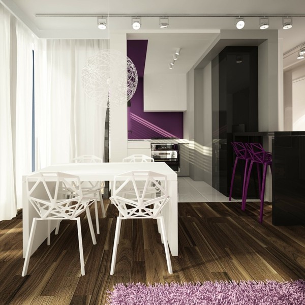 conjunto muebles comedor modernos violeta