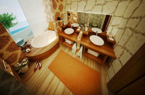 cuarto baño decoración madera