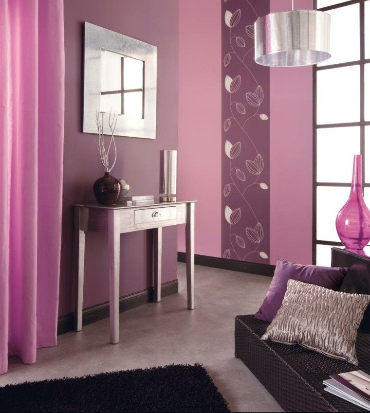 cuarto decoración rosa morado alfombra