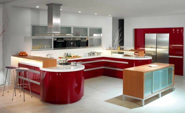 decoración de cocina roja brillante