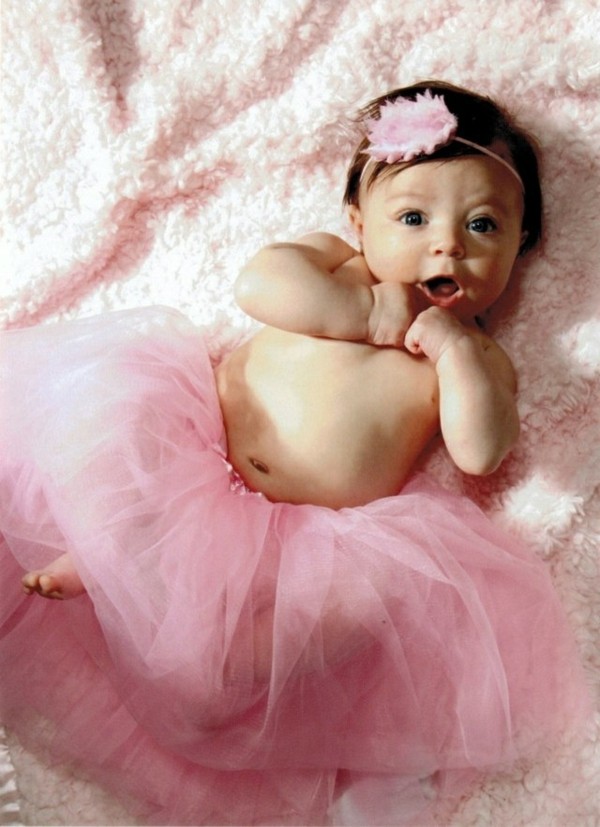diadema bebe tutu rosa pluma