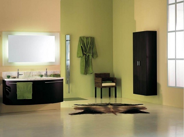 diseño de interiores con colores cálidos baño mobiliario