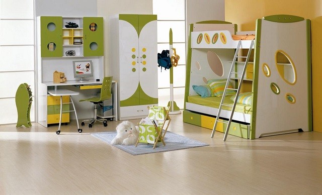 diseño de interiores con colores cálidos cuarto niños mobiliario
