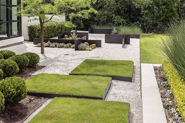 diseño de jardines modernos rocas contenedores