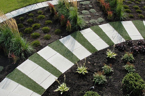 diseño de jardines terraza plantas circular
