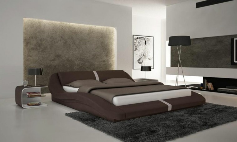 dormitorio cama estupenda marrón alfombra
