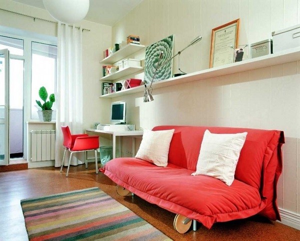 dormitorio jóven cama plegable roja