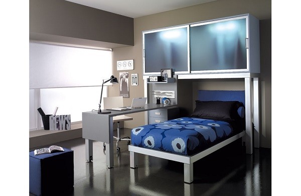dormitorio jóven color azul metal