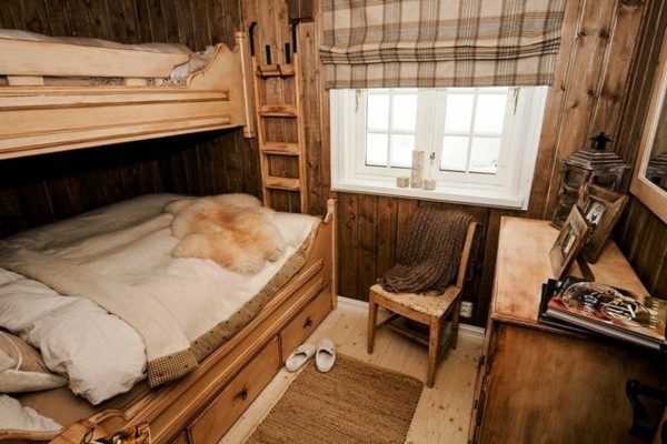 dormitorio literas cabaña madera rústica