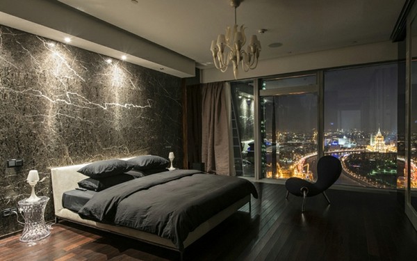 dormitorio moderno noche vistas ciudad