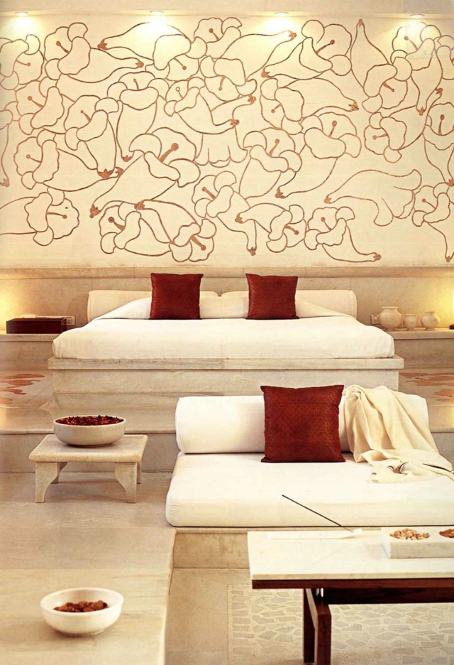 estilo clasico motivos florales dormitorio romantico motivos florales pared moderno