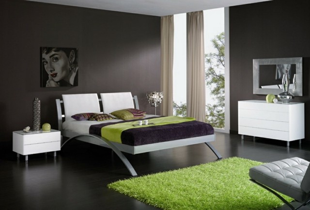 dormitorios únicos cuadro alfombra cama moderna