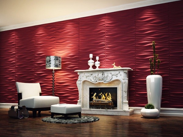 elegante pared roja relieve paneles