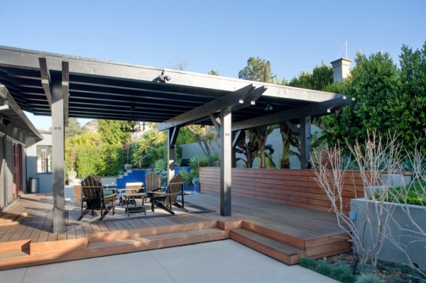 estilo contemporaneo jardin amueblado madera bonito