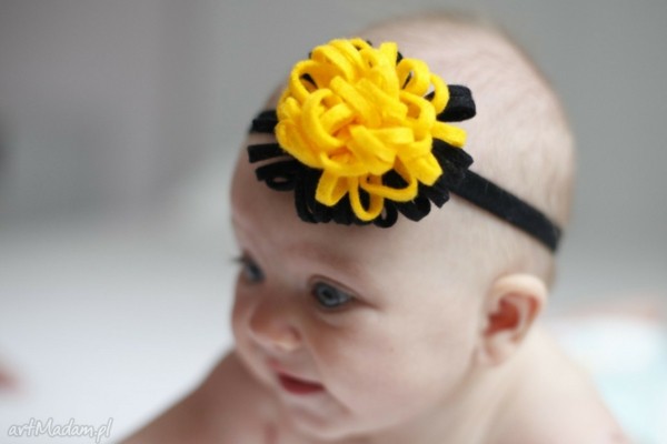 diadema con flor amarilla y negra flor amarilla negra diadema