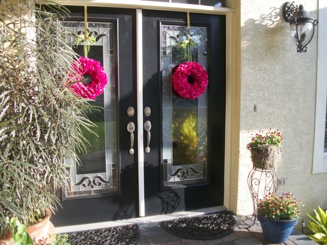 guirnaldas flores rosas dos decorar puerta moderna