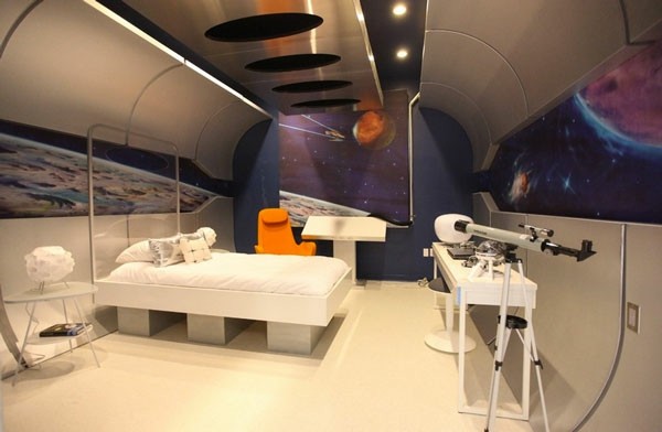 habitación astronauta espacio planetas moderna