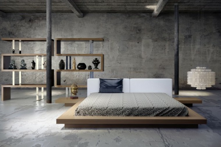 habitación cuarto dormitorio gris minimalista