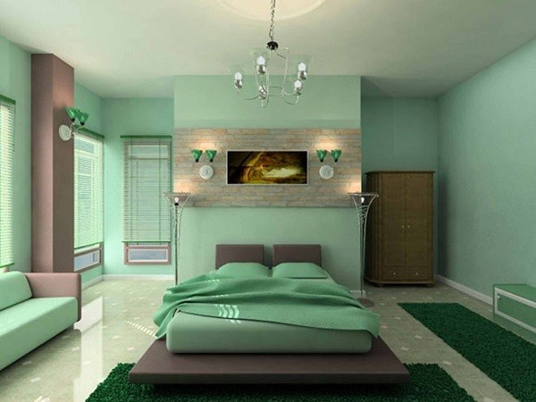 habitación juvenil color verde jade