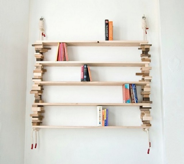 ideas bonita decoracion estanteria colgada libros