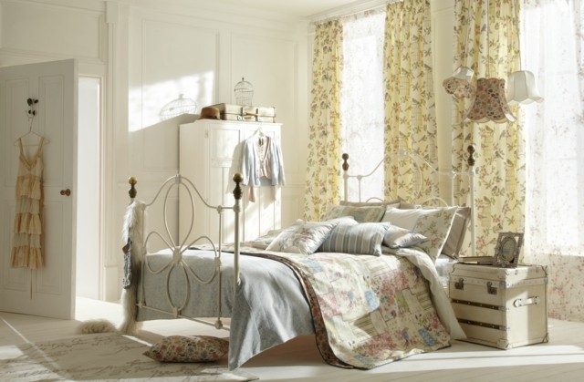ideas dormitorio cortinas motivos bonito florales luminoso colores claros