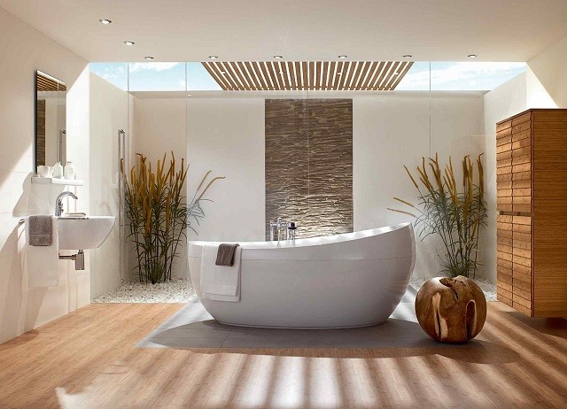ideas moderna baño estilo amplio flores luminoso