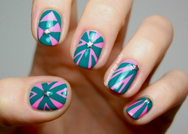 combinación de rosa y azul en tus uñas ideas uñas azul rosa decoracion moderno estrellas
