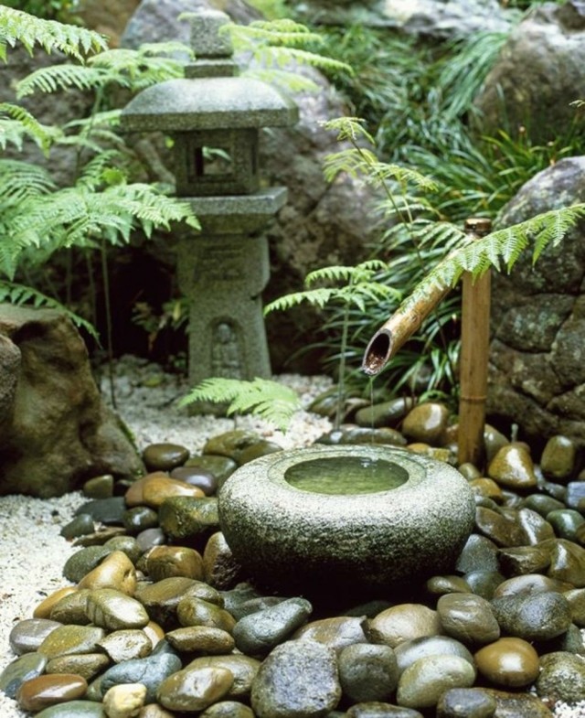 jardín japonés piedras agua rocas