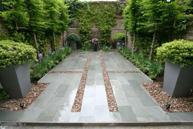 jardin moderno contemporaneo cemento piedras