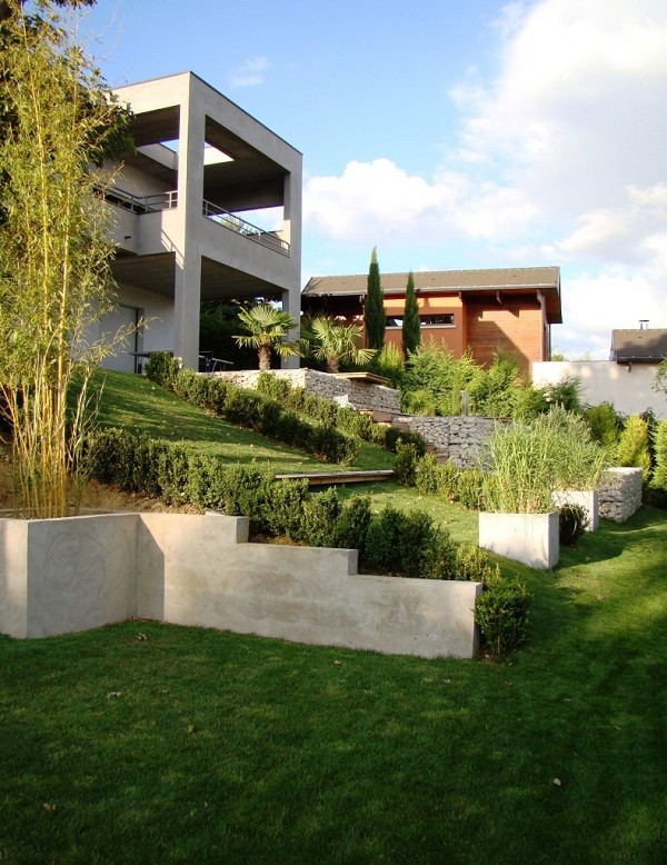 jardinería en pendientes contenedores jardinera terraza