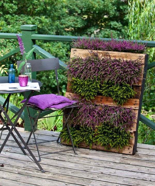 jardines verticales terraza palet silla