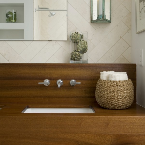 lavabo madera cubierto elegante laminado