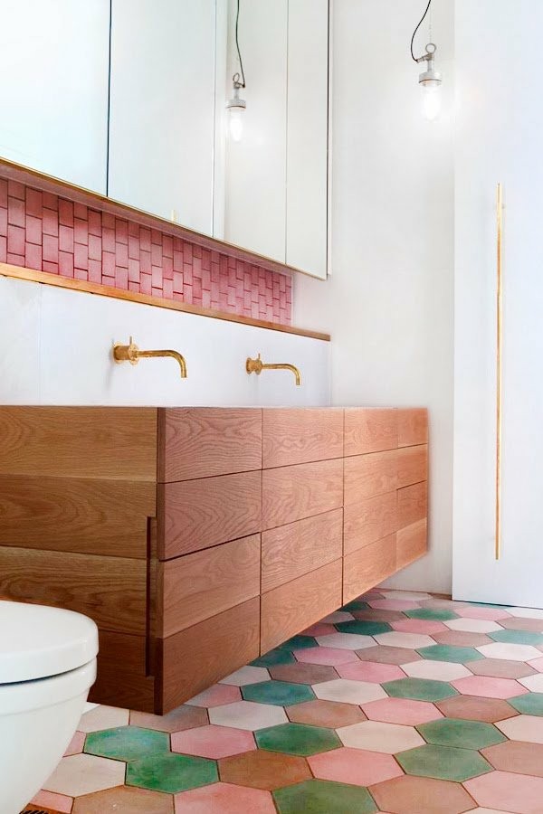 lavabos laminados madera roja mueble