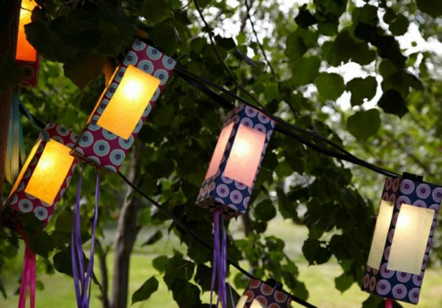 luz patio faroles colores manualidad