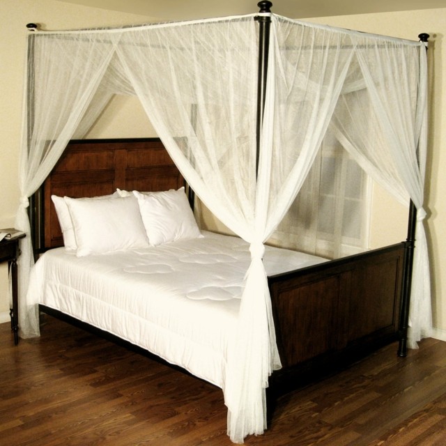 madera laca dosel blanco transparente moderno dormitorio