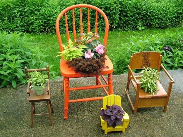 manualidades originales macetas plantas sillas