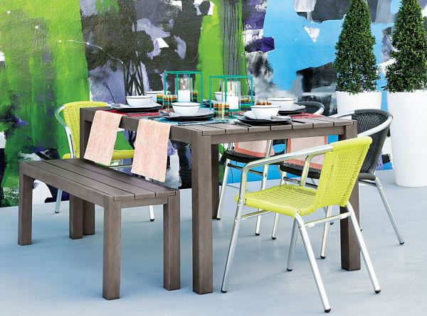metal silla madera exterior jardin