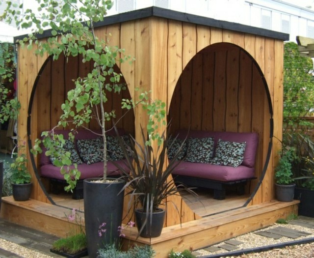 mobiliario moderno terraza madera sofa